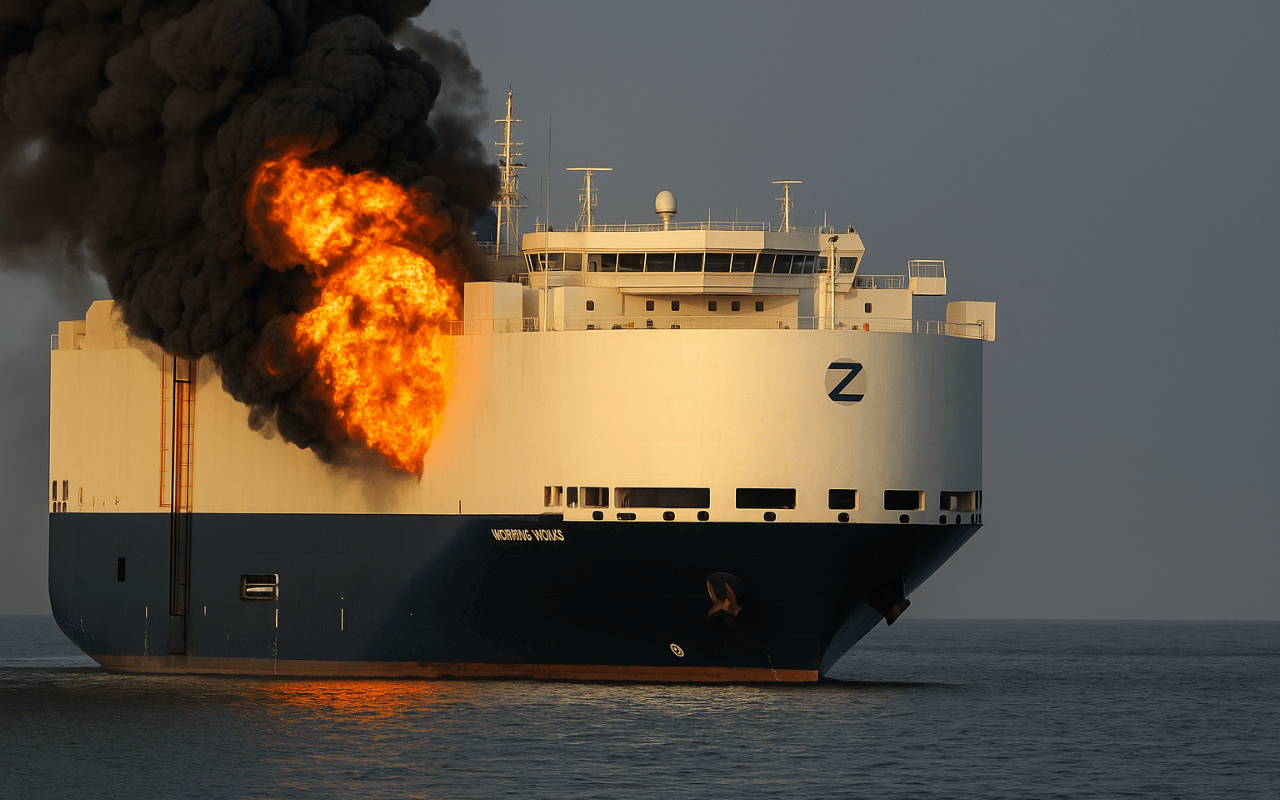 Com 800 veículos elétricos, navio com 3 mil carros é abandonado no Pacífico após incêndio post image