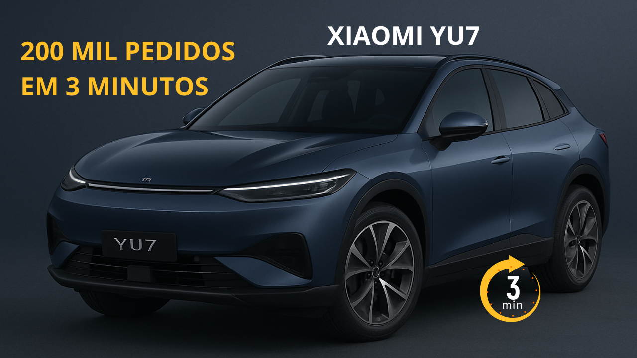 Xiaomi YU7 surpreende com 200 mil pedidos em apenas 3 minutos de pré-venda na China