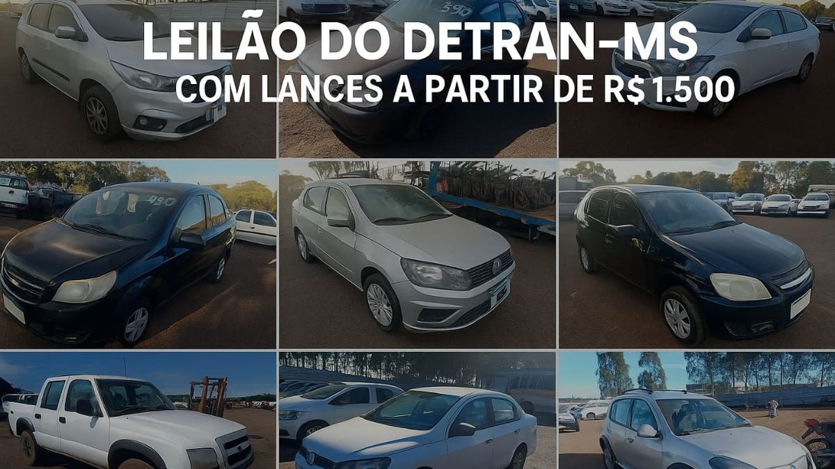 Leilão do Detran-MS tem S10, Onix, Voyage e motos com lances a partir de R$ 1.500