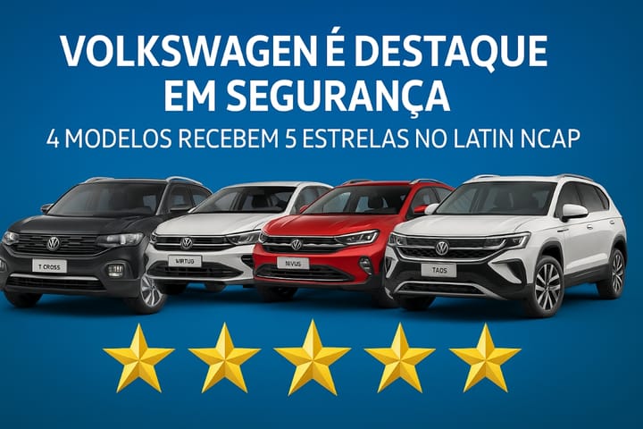 Volkswagen se destaca em segurança: 4 modelos recebem 5 estrelas no Latin NCAP