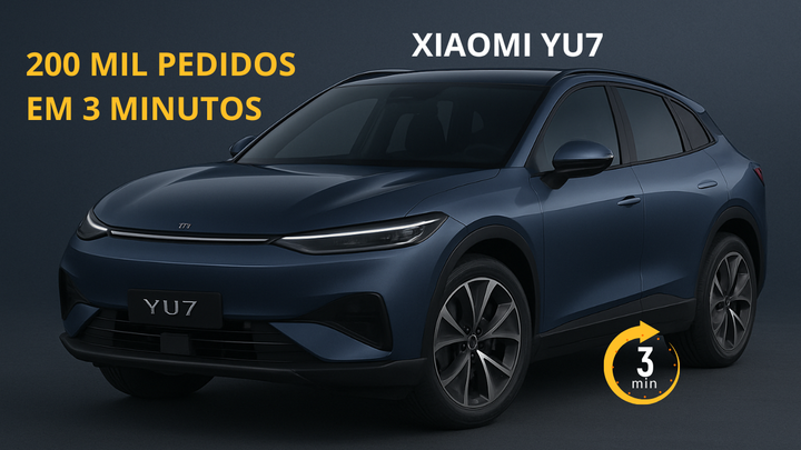 Xiaomi YU7 surpreende com 200 mil pedidos em apenas 3 minutos de pré-venda na China