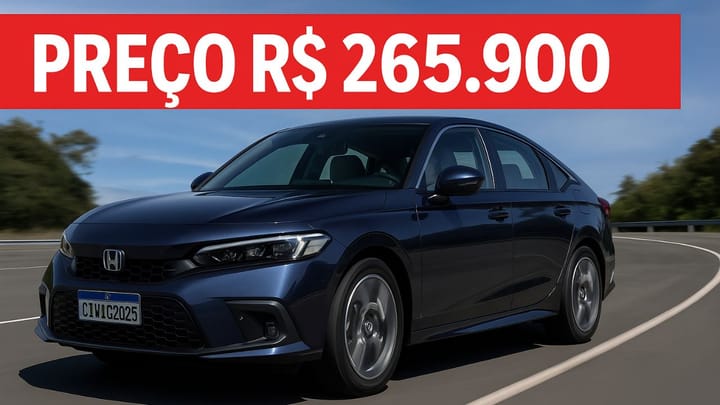 Honda Civic Híbrido 2026 reestilizado chega ao Brasil com central multimídia Google Built-in