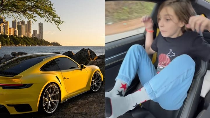 Criança “voa” no banco do passageiro durante arrancada de Porsche 911 com launch control, assista